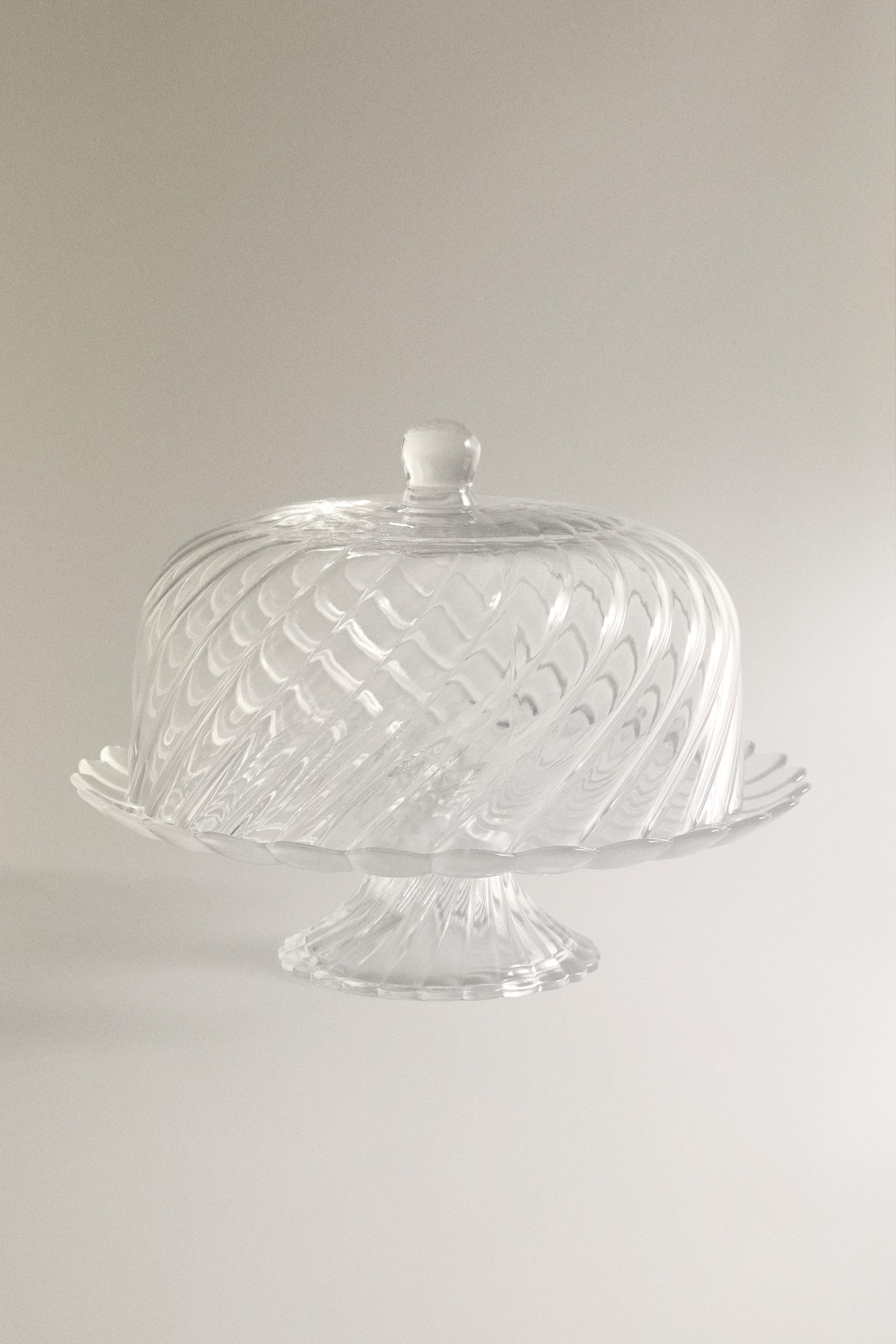 STRIPED GLASS CAKE DISH